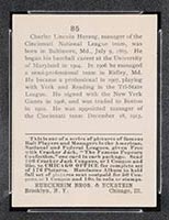 1915 E145-2 Cracker Jack #85 Charlie Herzog Cincinnati (National) - Back