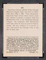 1915 E145-2 Cracker Jack #89 Lawrence Cheney Chicago (National) - Back
