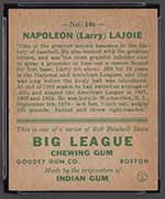 1933 Goudey #106 Napoleon (Larry) Lajoie Cleveland Naps - Back