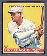 1933 Goudey #118 Valentine J. (Val) Picinich Brooklyn Dodgers - Front