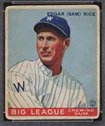 1933 Goudey #134 Edgar (Sam) Rice Washington Senators - Front