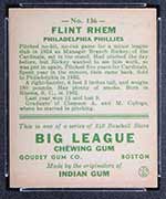 1933 Goudey #136 Flint Rhem Philadelphia Phillies - Back