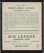 1933 Goudey #137 Fred (Red) Lucas Cincinnati Reds - Back
