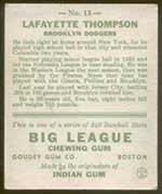1933 Goudey #13 Lafayette Thompson Brooklyn Dodgers - Back