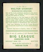 1933 Goudey #146 Walter Stewart Washington Senators - Back
