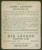 1933 Goudey #14 Henry Johnson Boston Red Sox - Back