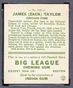 1933 Goudey #152 James (Zack) Taylor Chicago Cubs - Back