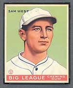 1933 Goudey #166 Sam West St. Louis Browns - Front