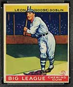 1933 Goudey #168 Leon (Goose) Goslin Washington Senators - Front