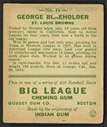 1933 Goudey #16 George Blaeholder St. Louis Browns - Back