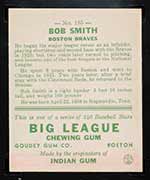 1933 Goudey #185 Bob Smith Boston Braves - Back