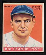 1933 Goudey #187 Henry “Heinie” Manush Washington Senators - Front