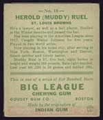 1933 Goudey #18 Herold (Muddy) Ruel St. Louis Browns - Back