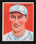 1933 Goudey #198 Irving (Jack) Burns St. Louis Browns - Front