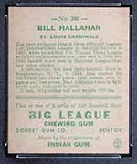 1933 Goudey #200 Bill Hallahan St. Louis Cardinals - Back