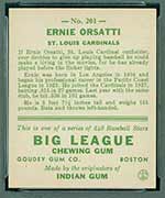 1933 Goudey #201 Ernie Orsatti St. Louis Cardinals - Back