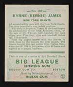 1933 Goudey #208 Byrne (Bernie) James New York Giants - Back