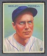 1933 Goudey #218 Wesley Ferrell Cleveland Indians - Front