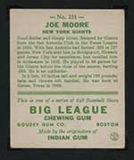 1933 Goudey #231 Joe Moore New York Giants - Back
