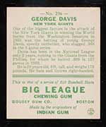 1933 Goudey #236 George Davis New York Giants - Back