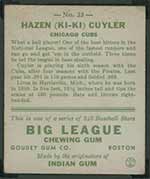 1933 Goudey #23 Hazen (Ki-Ki) Cuyler Chicago Cubs - Back