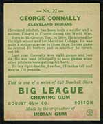 1933 Goudey #27 George Connally Cleveland Indians - Back