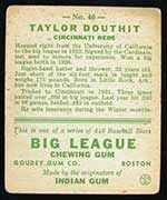 1933 Goudey #40 Taylor Douthit Cincinnati Reds - Back