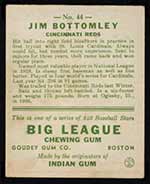 1933 Goudey #44 Jim Bottomley Cincinnati Reds - Back