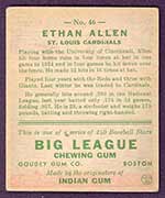 1933 Goudey #46 Ethan Allen St. Louis Cardinals - Back