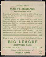 1933 Goudey #48 Marty McManus Boston Red Sox - Back