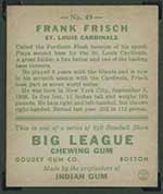 1933 Goudey #49 Frank Frisch St. Louis Cardinals - Back