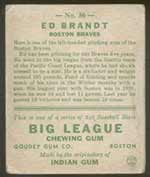 1933 Goudey #50 Ed Brandt Boston Braves - Back