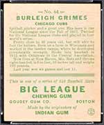 1933 Goudey #64 Burleigh Grimes Chicago Cubs - Back