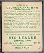 1933 Goudey #66 George Grantham Cincinnati Reds - Back