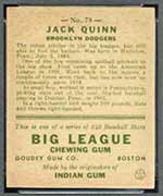 1933 Goudey #78 Jack Quinn Brooklyn Dodgers - Back