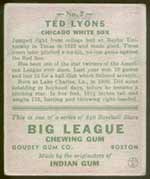 1933 Goudey #7 Ted Lyons Chicago White Sox - Back
