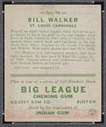 1933 Goudey #94 Bill Walker St. Louis Cardinals - Back