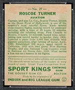 1933 Goudey Sport Kings #27 Roscoe Turner Aviation - Back