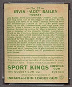 1933 Goudey Sport Kings #29 “Ace” Bailey Hockey - Back