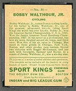 1933 Goudey Sport Kings #31 Bobby Walthour, Jr. Bicycling - Back