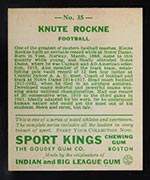 1933 Goudey Sport Kings #35 Knute Rockne Football - Back