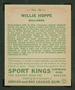1933 Goudey Sport Kings #36 Willie Hoppe Billiards - Back