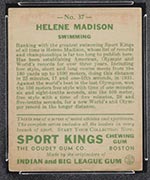 1933 Goudey Sport Kings #37 Helene Madison Swimming - Back