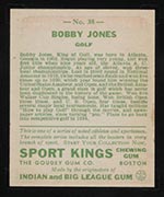 1933 Goudey Sport Kings #38 Bobby Jones Golf - Back