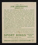 1933 Goudey Sport Kings #41 Jim Browning Wrestling - Back
