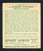 1933 Goudey Sport Kings #47 J.H. Stevens Bobsled Racing - Back