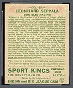 1933 Goudey Sport Kings #48 Leonhard Seppala Dog Sled Racing - Back