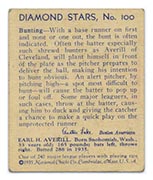 1934-1936 R327 Diamond Stars #100 Earle (Earl) Averill (1936) Cleveland Indians - Back