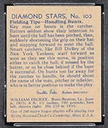 1934-1936 R327 Diamond Stars #103 Bill Dickey (1936) New York Yankees - Back