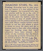 1934-1936 R327 Diamond Stars #104 Robert Rolfe (1936) New York Yankees - Back